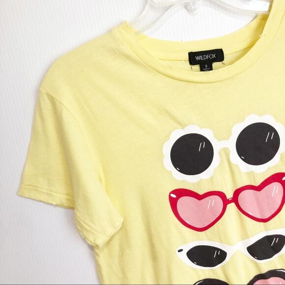 Wildfox Yellow Sunnies Keke Sunglasses Graphic Tee NWT Small - Picture 3 of 10
